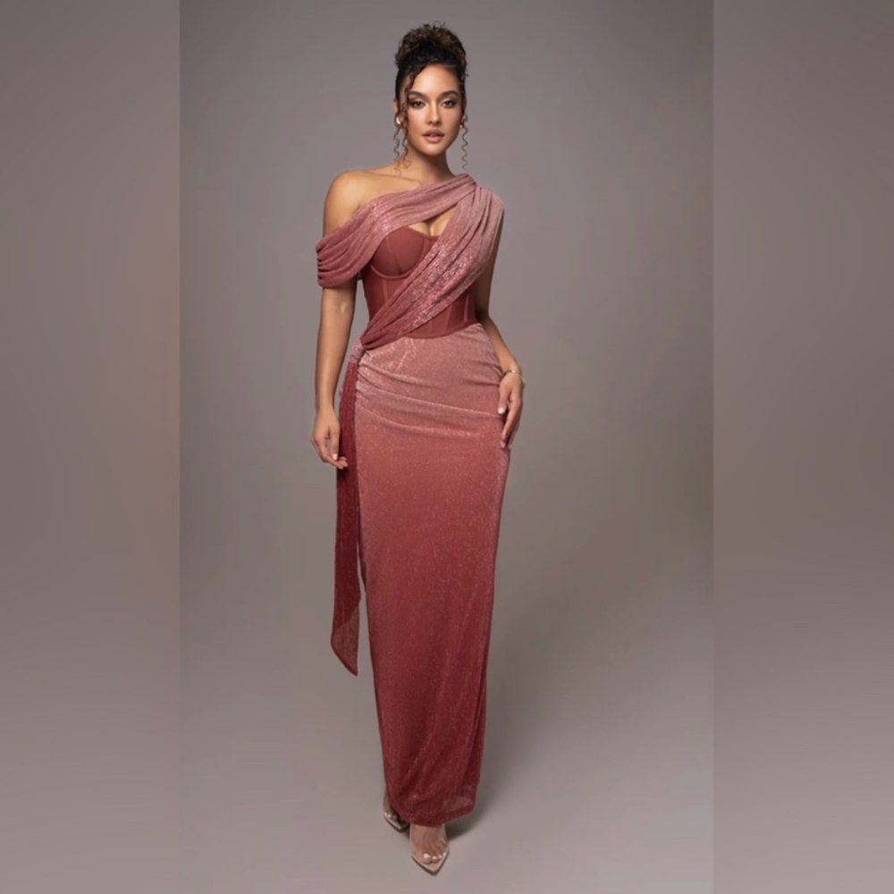 JLUX Label RED CELESTINA DRAPED MAXI DRESS